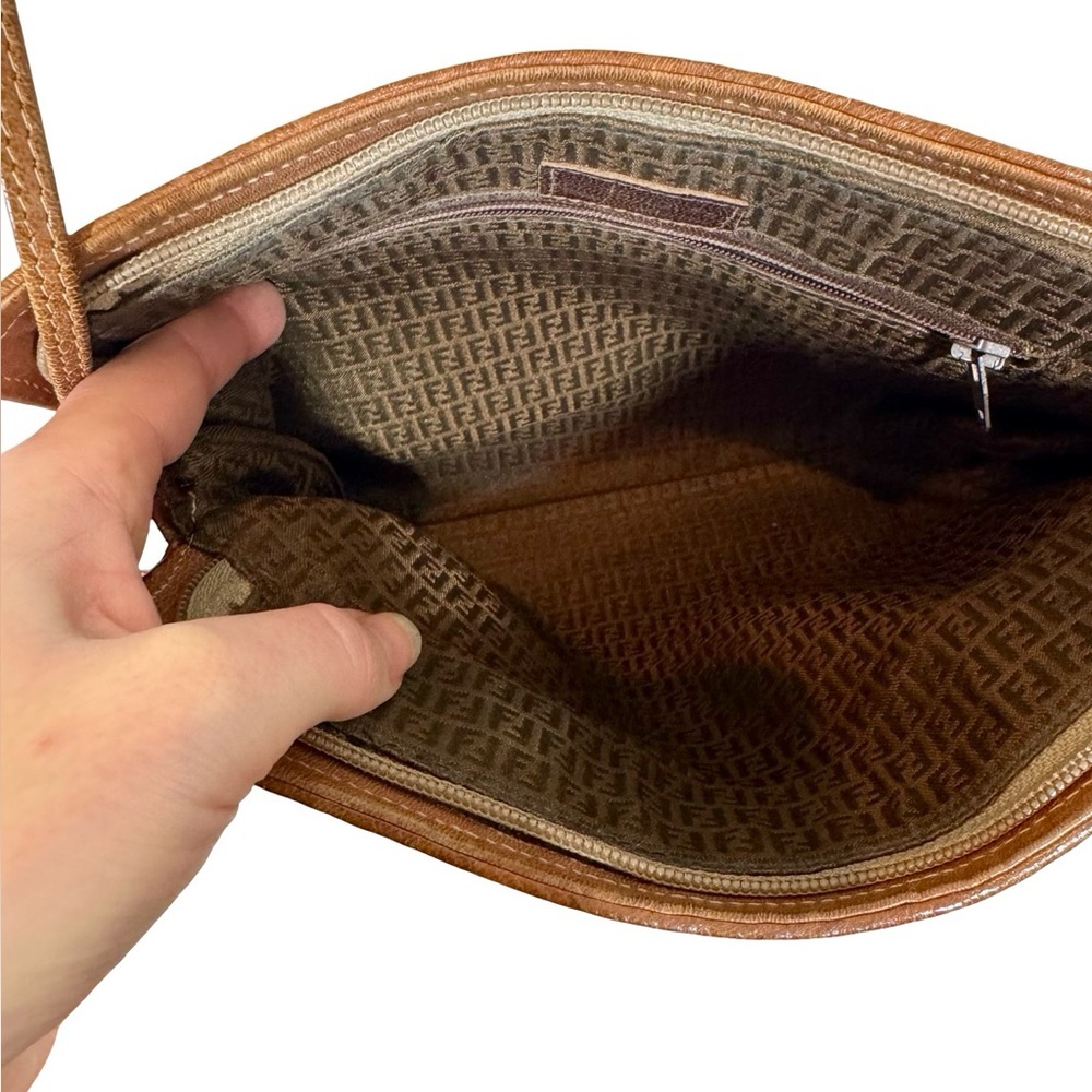 Vintage Fendi Intrecciato Woven Brown Leather Crossbody Bag 1980s PLEASE READ - Picture 6 of 7